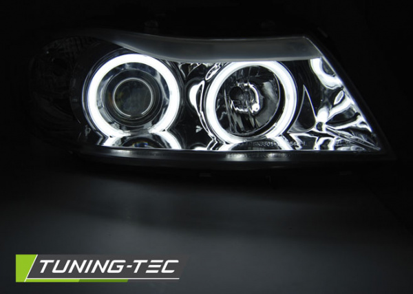 CCFL Angel Eyes Scheinwerfer für BMW 3er E90/E91 05-08 chrom